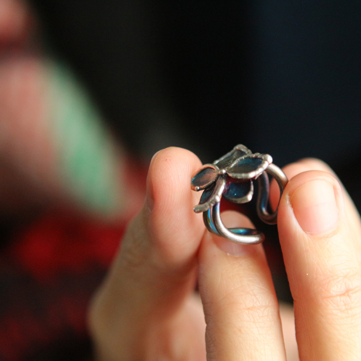 Cuff in silver, Hydrangea, фото 2
